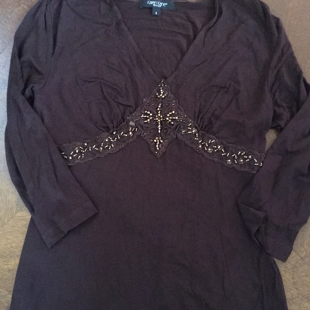 Karen Kane Brown embellished Top